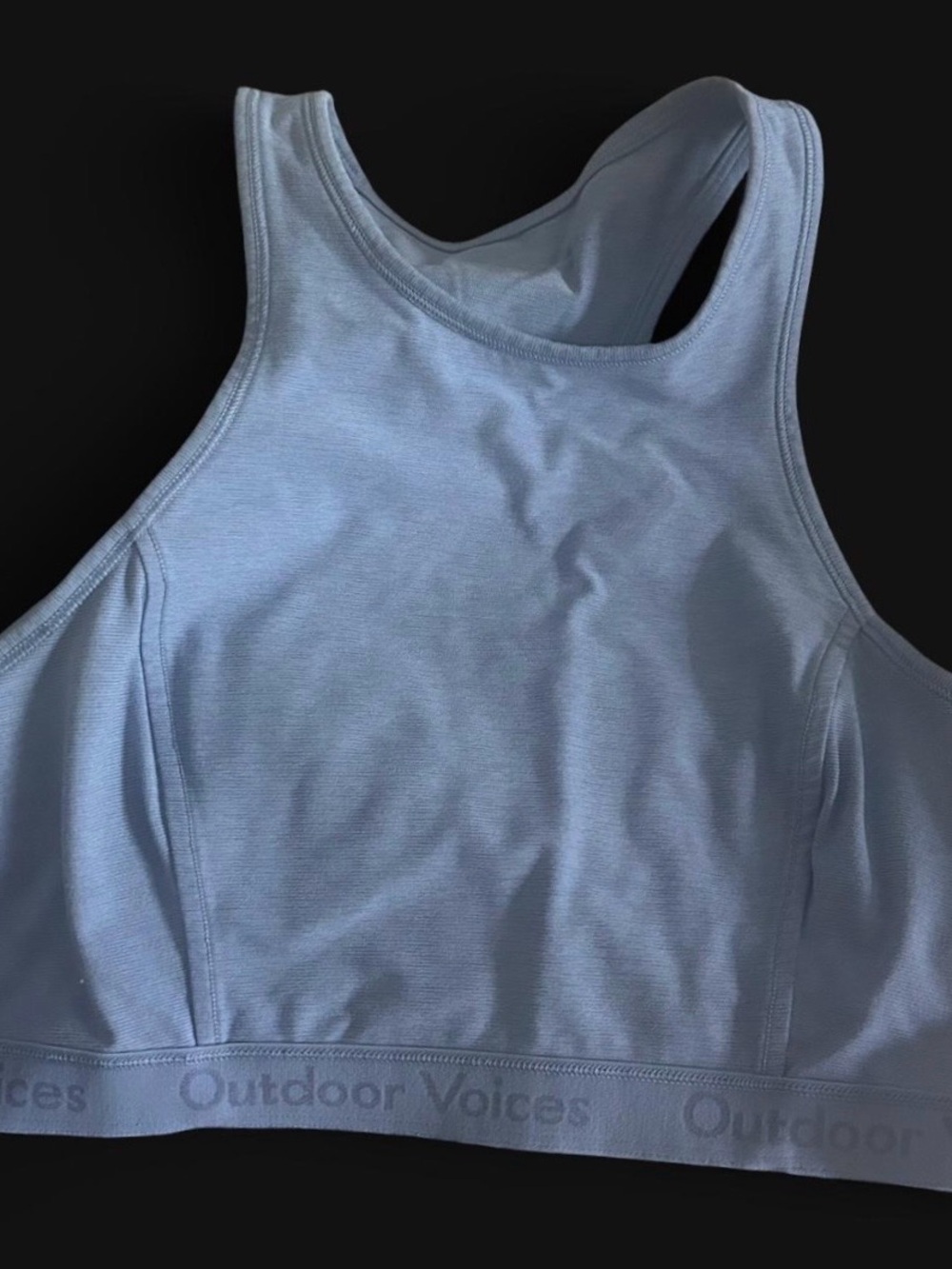 Outdoor Voices Pale Blue High-Neck Racerback Sports Bra